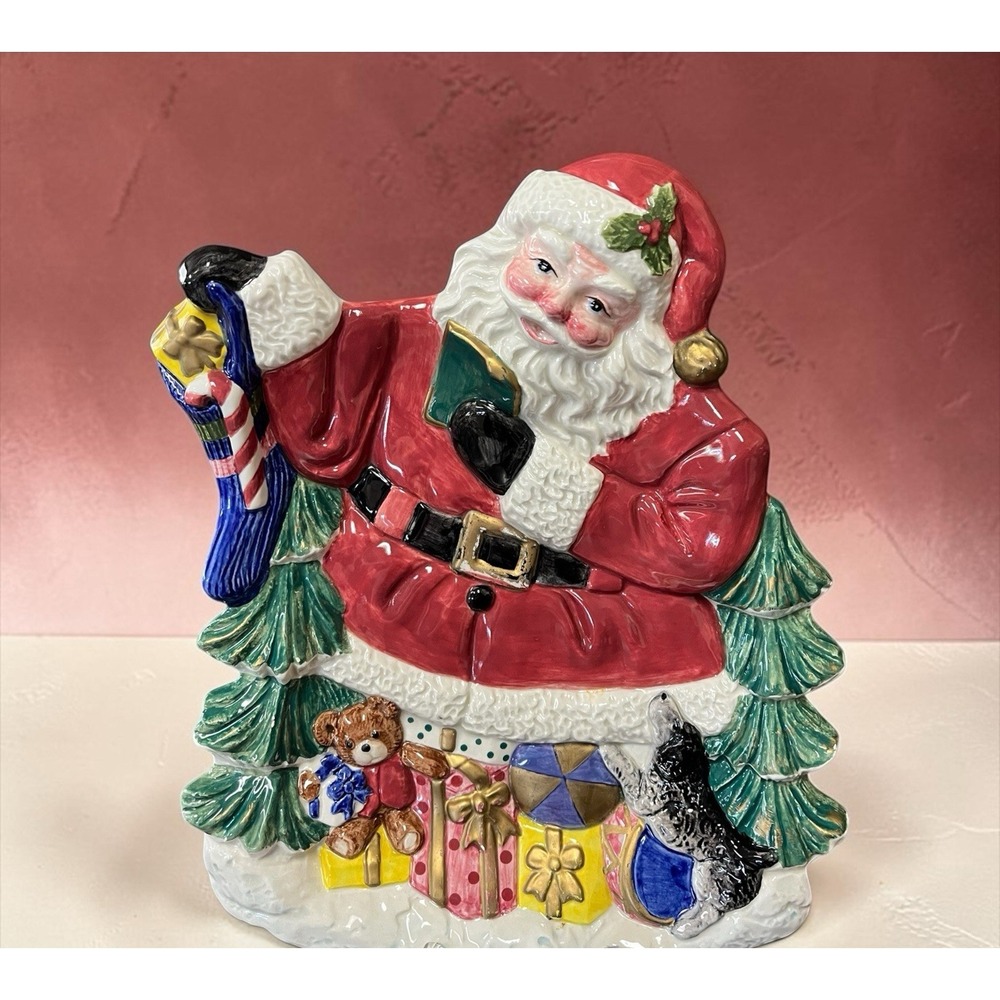 Fitz & Floyd Omnibus 1996 Santa Claus Canape Snack Desert Cookie Plate Bowl Xmas